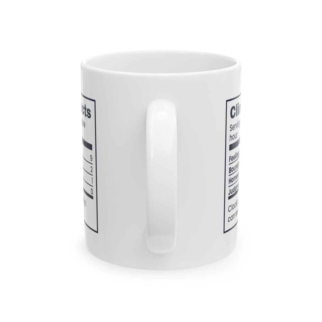 Therapist Coffee Mug Clinician Facts Nutrition Label