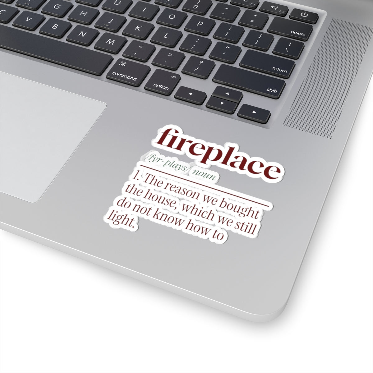 Funny New Home Christmas Sticker Fireplace Dictionary Definition