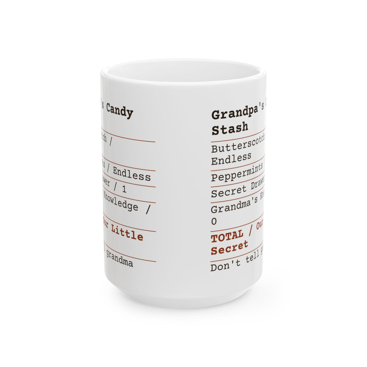 Funny Grandpa Candy Receipt Coffee Mug Secret For Grandpa