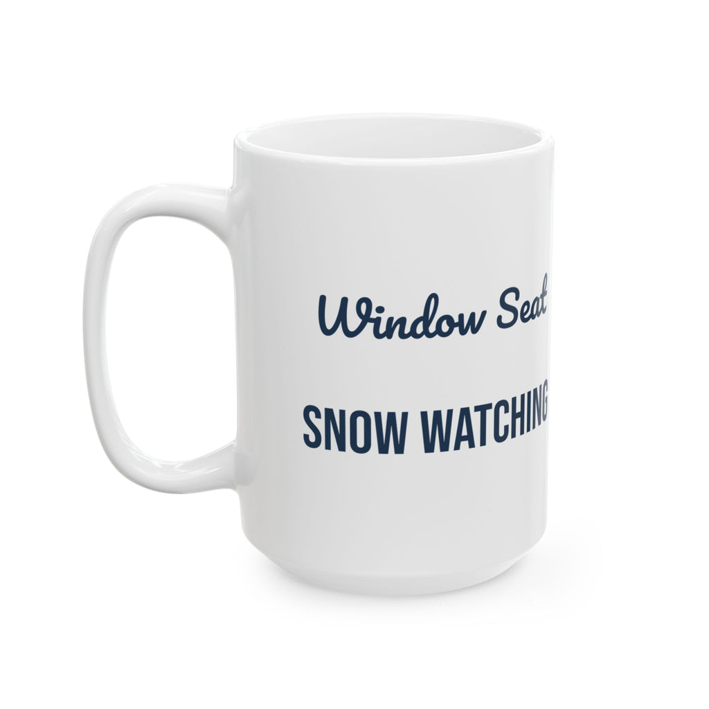 Cozy Winter Coffee Mug Window Seat Snow Watching