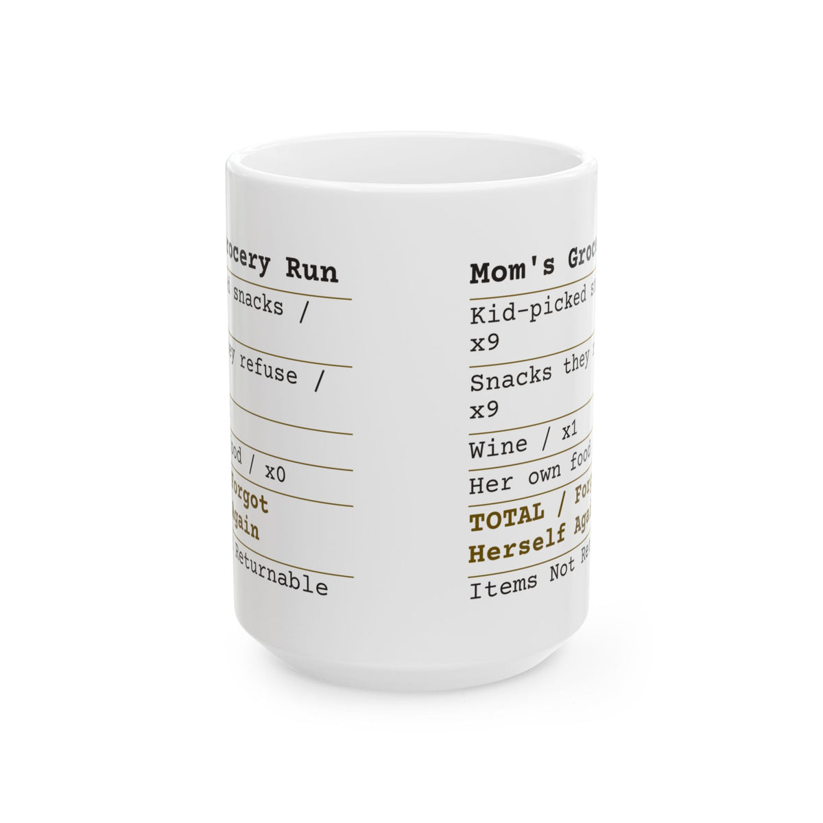 Funny Mom Grocery Receipt Coffee Mug Forgot Herself Again For Mom