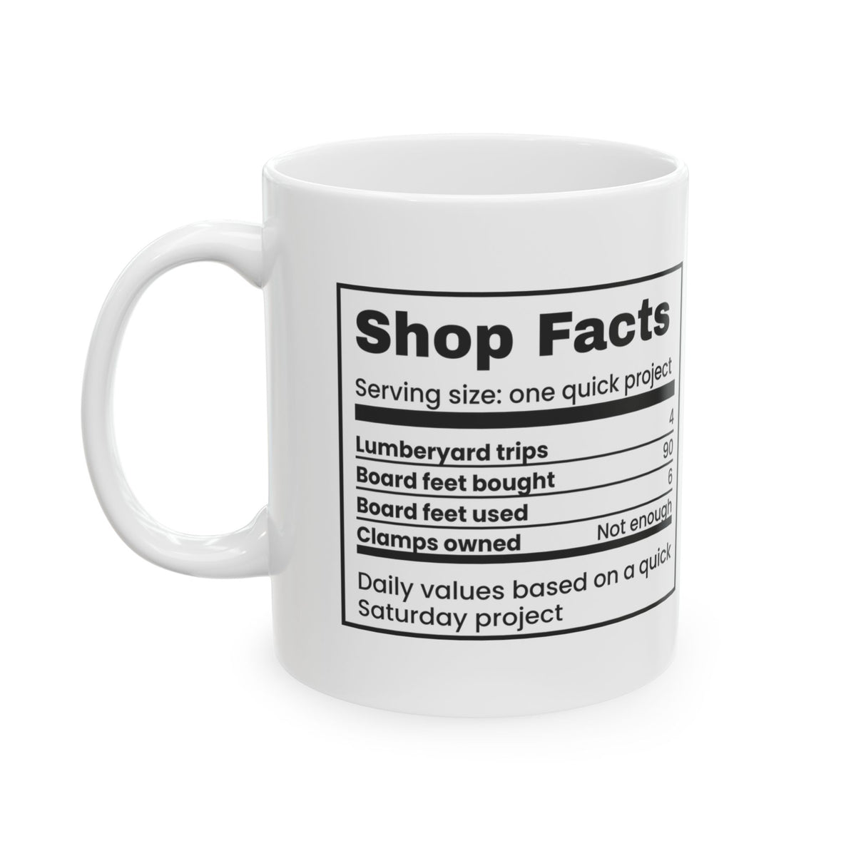 Funny Woodworking Mug Shop Facts Board Feet Label For Carpenters