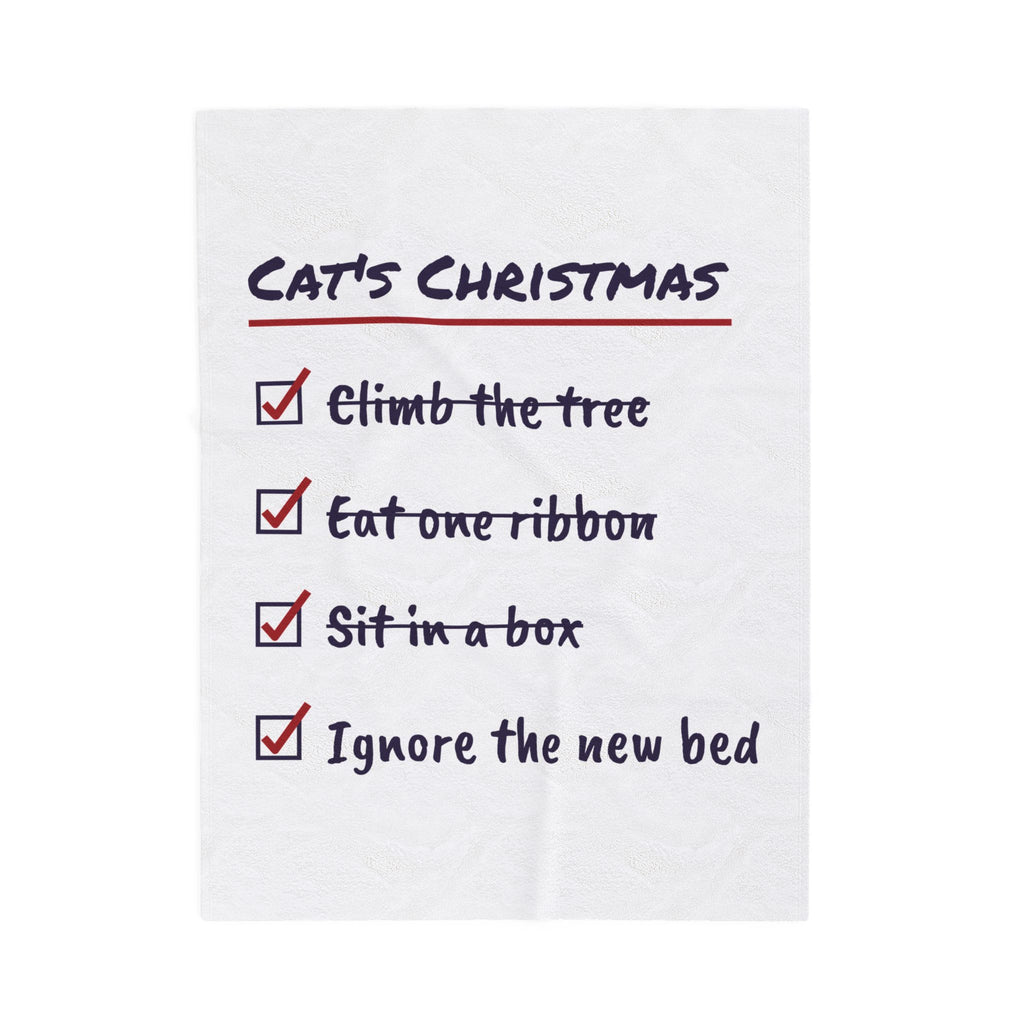 Funny Christmas Cat Throw Blanket Cat's Christmas Checklist
