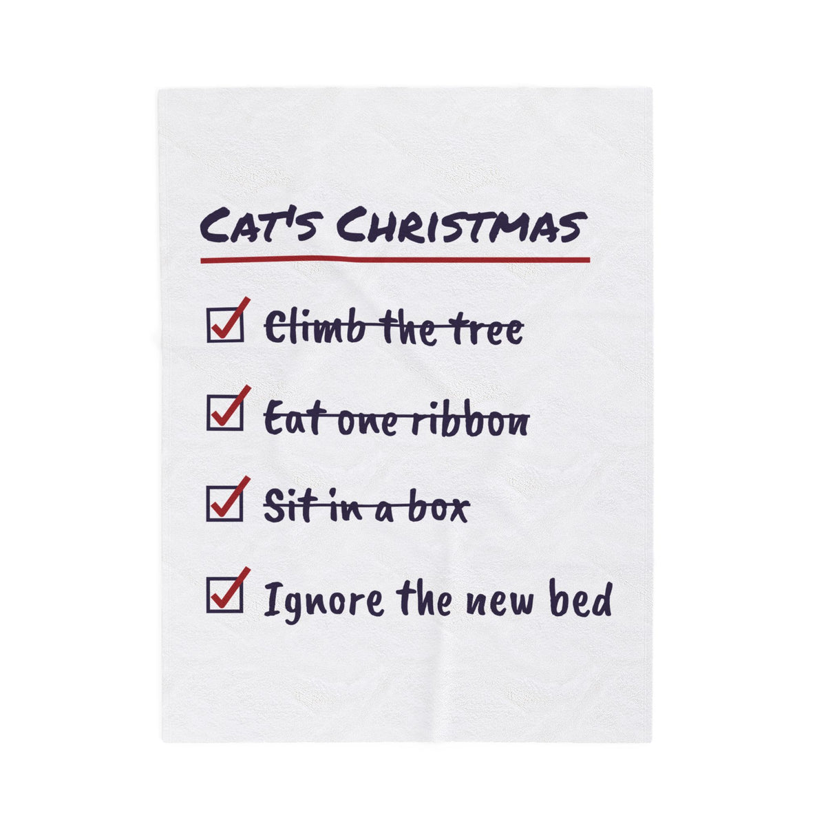 Funny Christmas Cat Throw Blanket Cat's Christmas Checklist