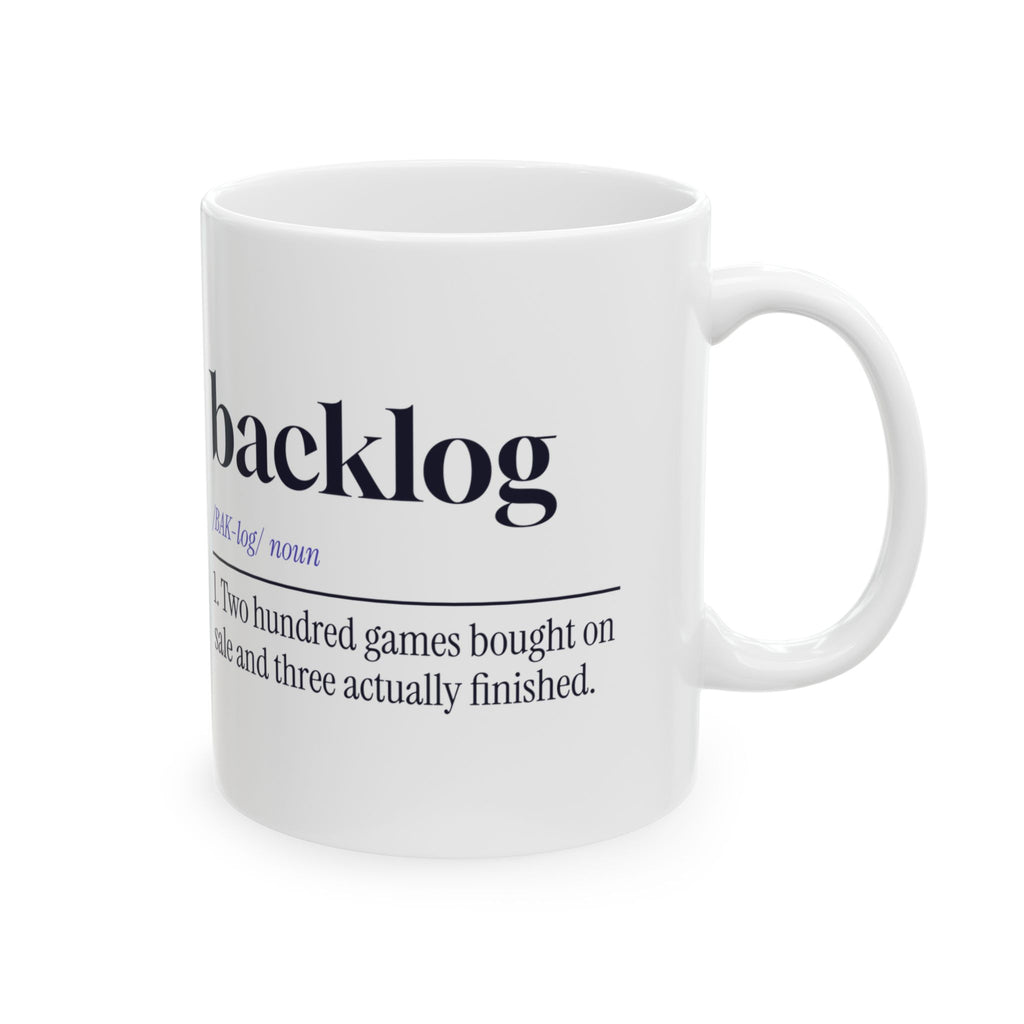 Funny Gamer Coffee Mug Backlog Two Hundred Unplayed Definition