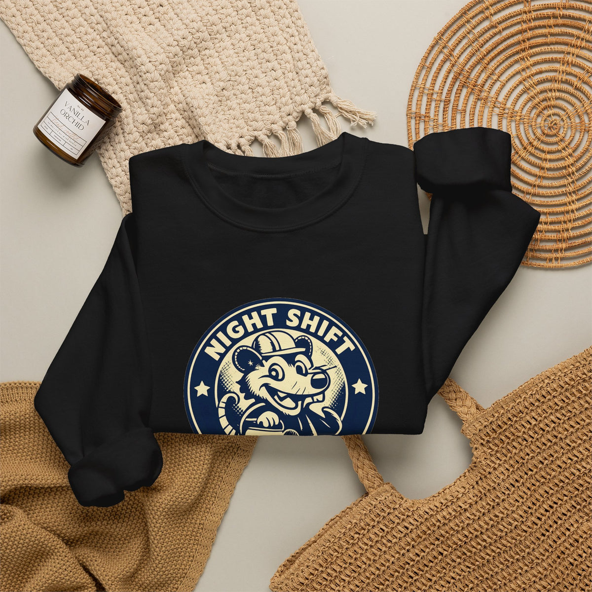 Night Shift Crew Funny Retro Possum Night Shift Worker Sweatshirt