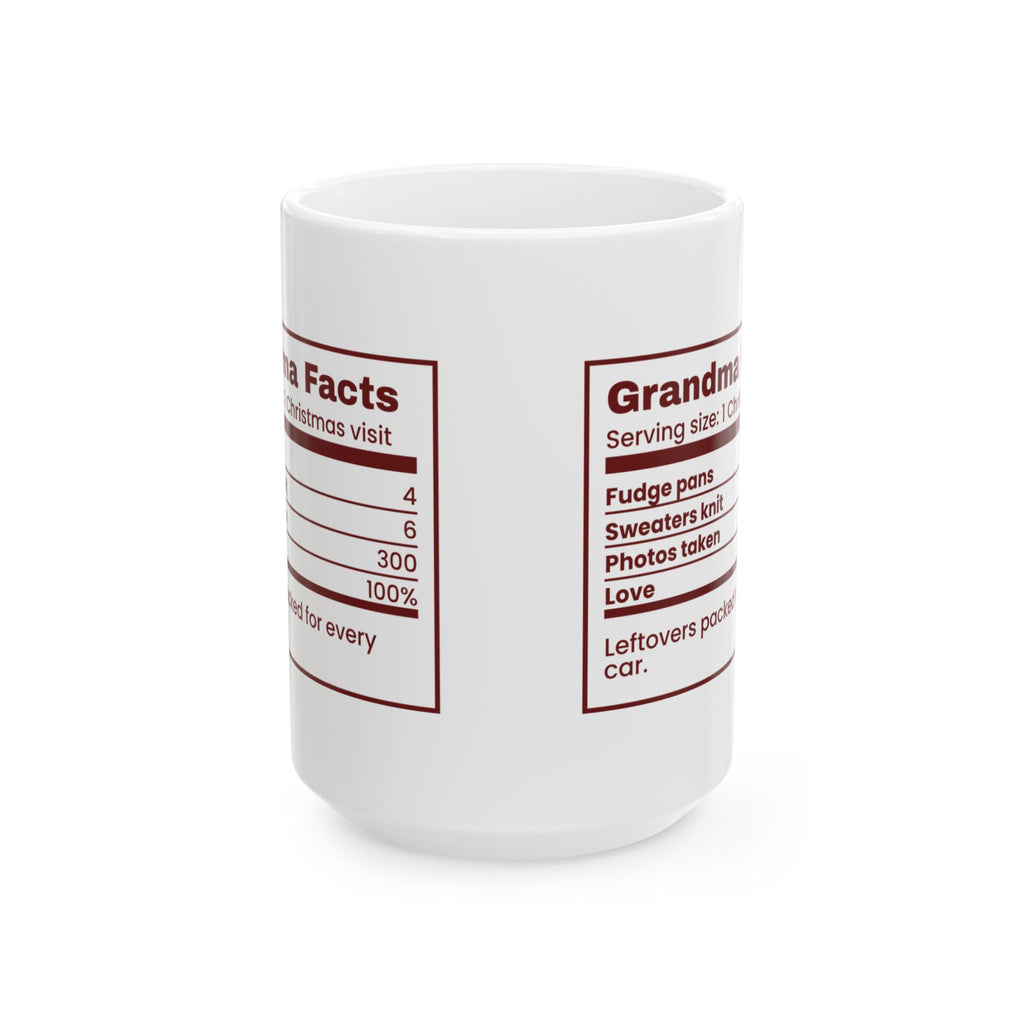 Funny Christmas Grandma Coffee Mug Grandma Facts Nutrition Label