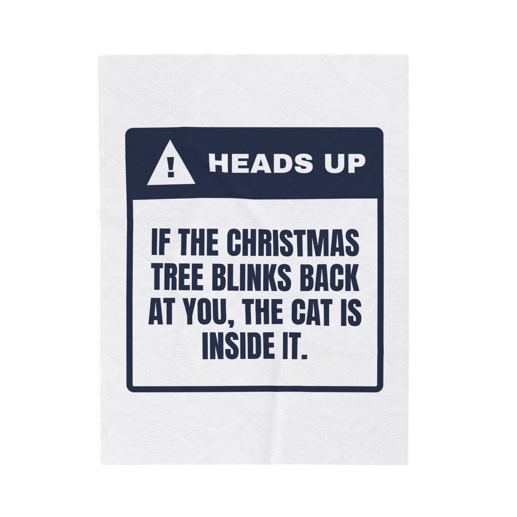 Funny Christmas Throw Blanket Tree Blinks Back Cat Warning For Cat Owners