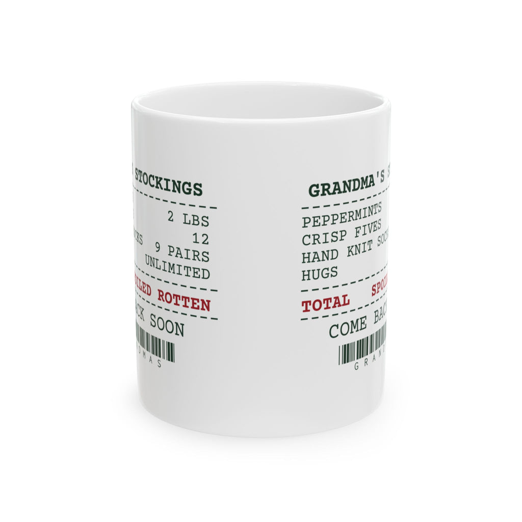 Funny Grandma Christmas Coffee Mug Grandma's Stocking Receipt