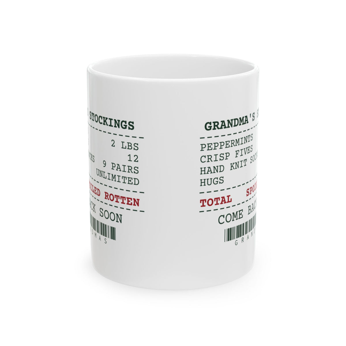Funny Grandma Christmas Coffee Mug Grandma's Stocking Receipt