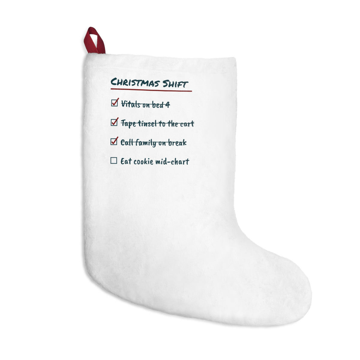 Funny Nurse Christmas Stocking Christmas Shift Checklist For