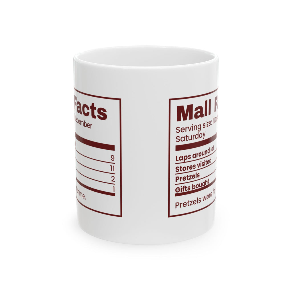 Funny Christmas Shopping Coffee Mug Mall Facts Nutrition Label