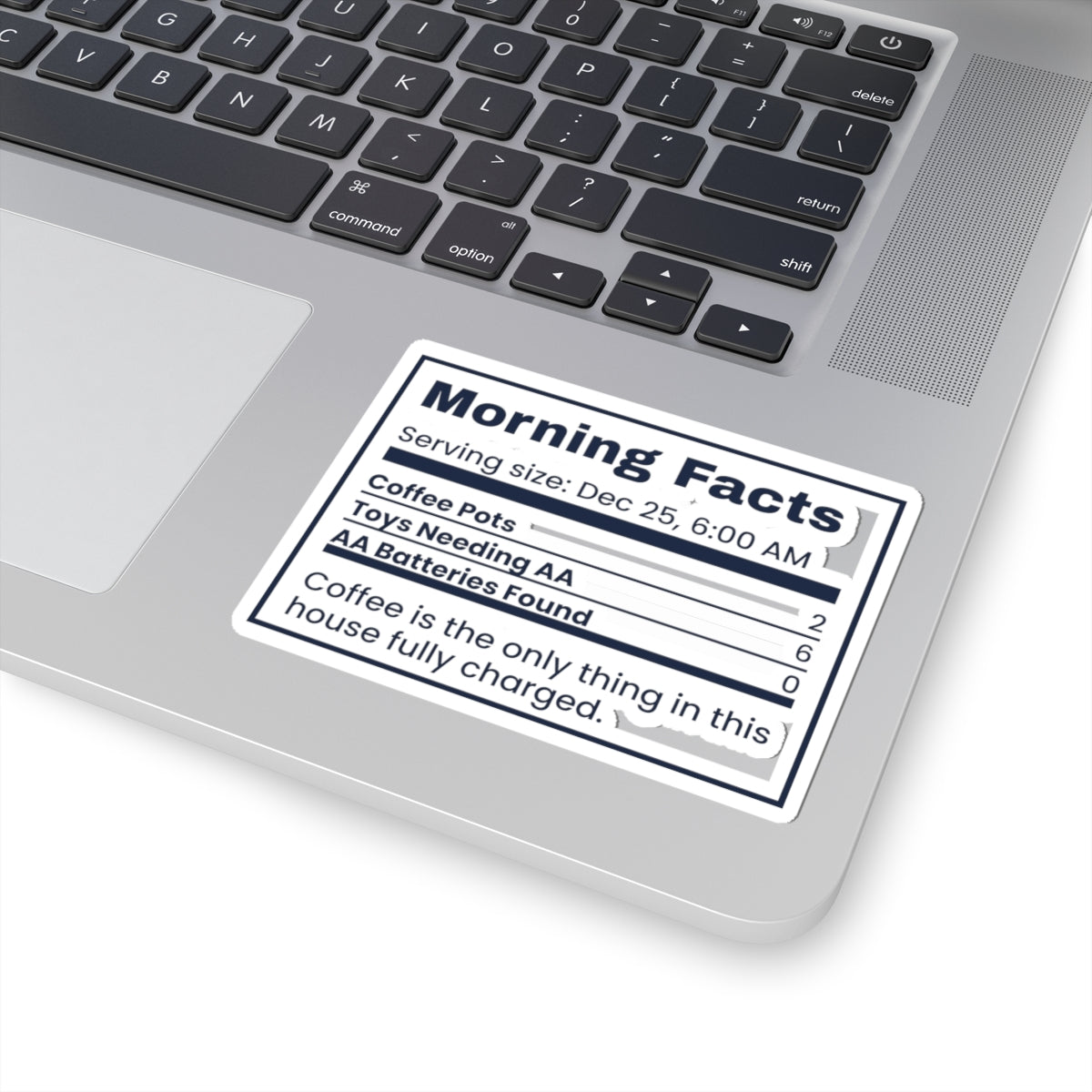 Funny Christmas Sticker Morning Facts Batteries Not Found For Parents