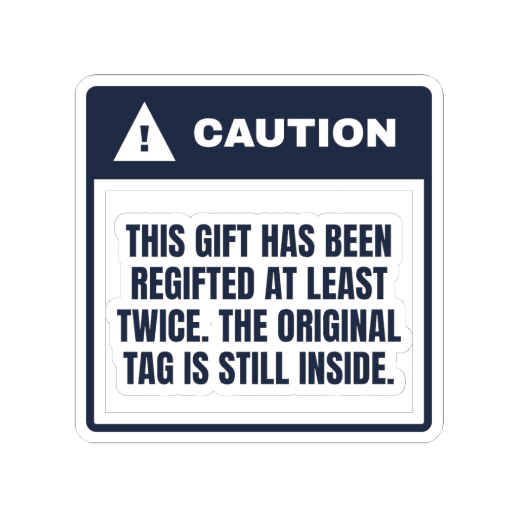 Funny White Elephant Sticker Regifted Twice Original Tag Inside
