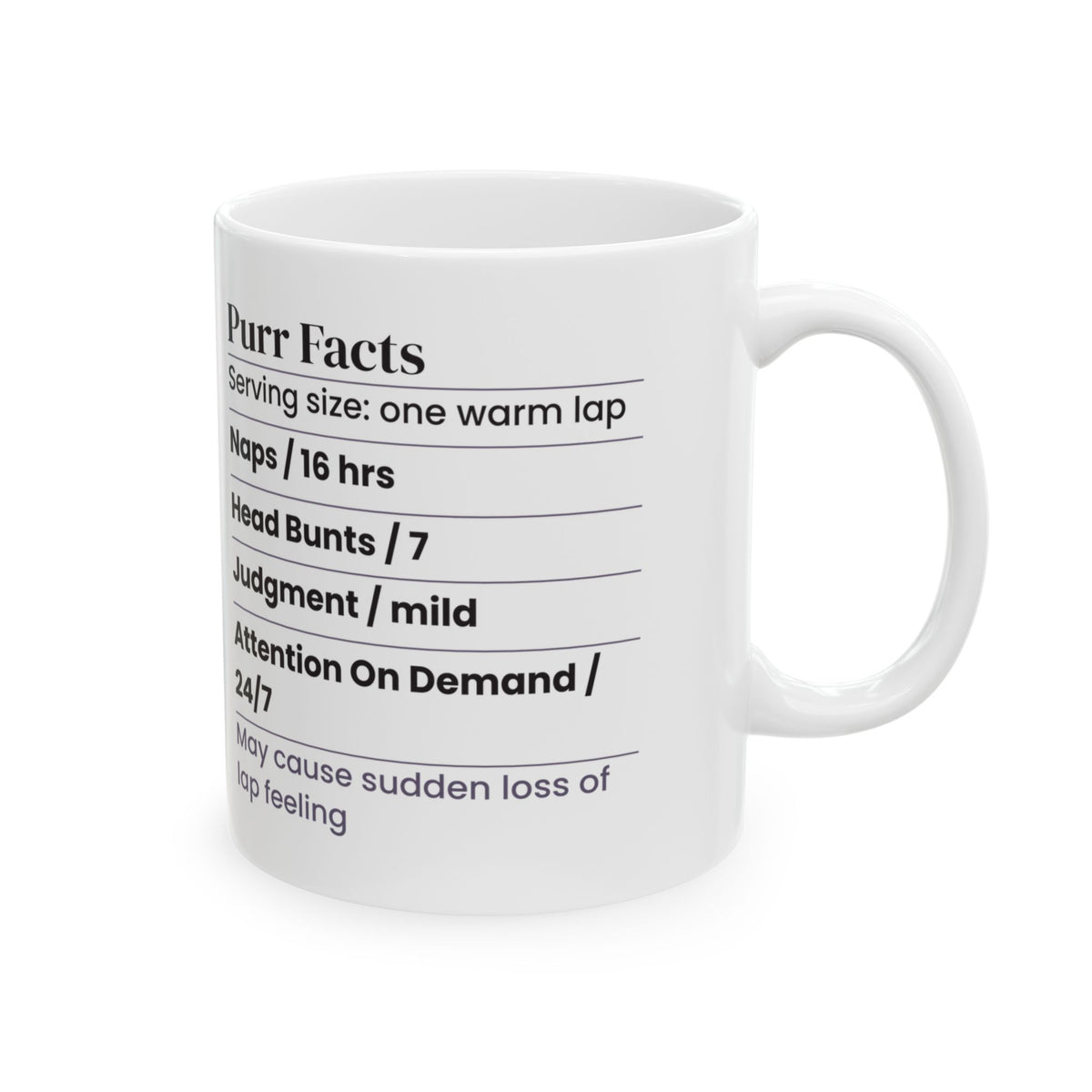 Funny Cat Coffee Mug Purr Facts Label For Cat Lovers
