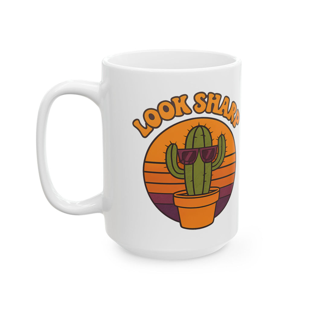 Look Sharp Funny Retro Cactus Plant Lover Coffee Mug