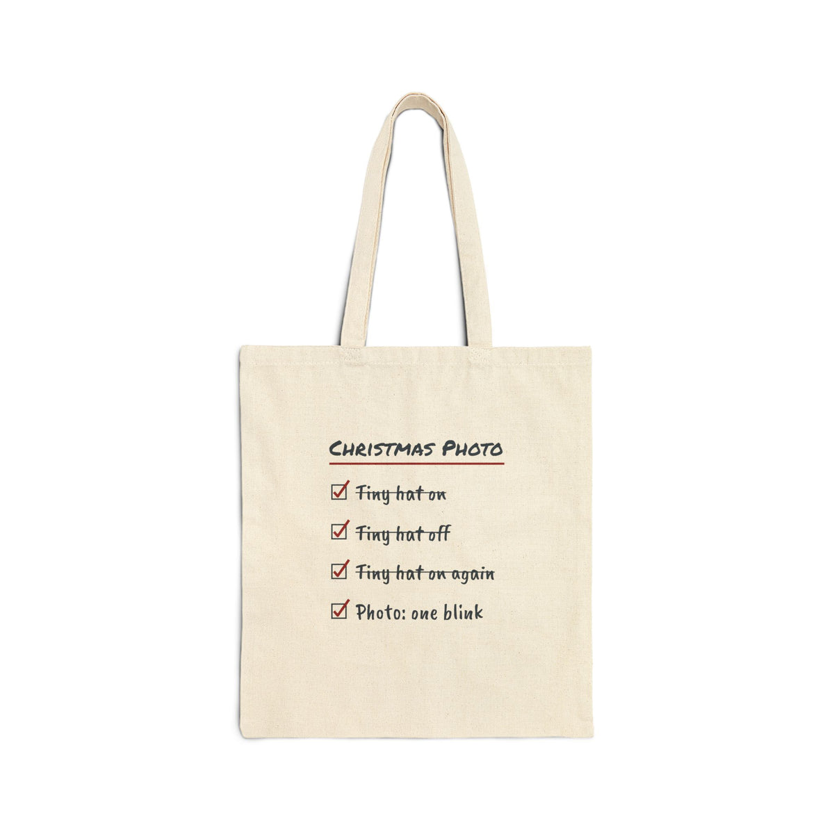 Funny Baby's First Christmas Tote Bag Tiny Hat On Again Checklist
