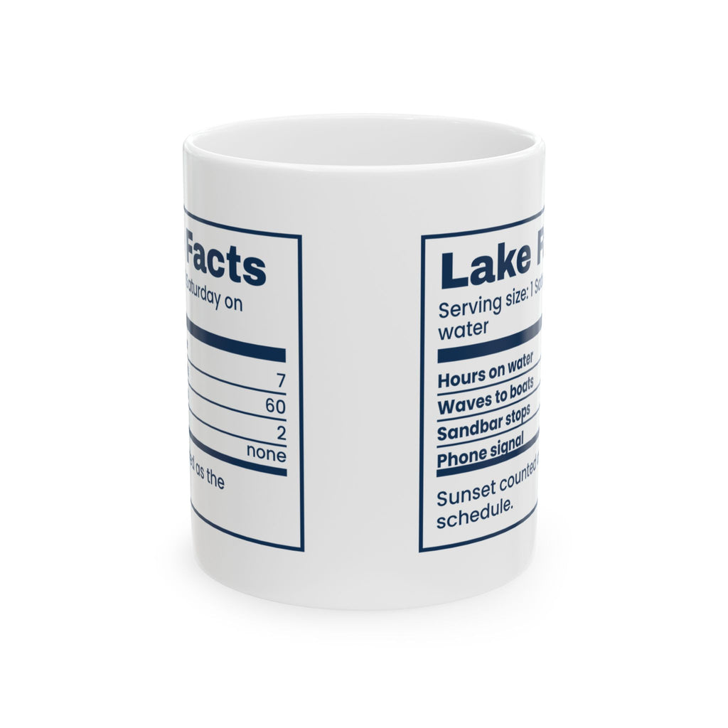 Funny Boat Coffee Mug Lake Facts Nutrition Label