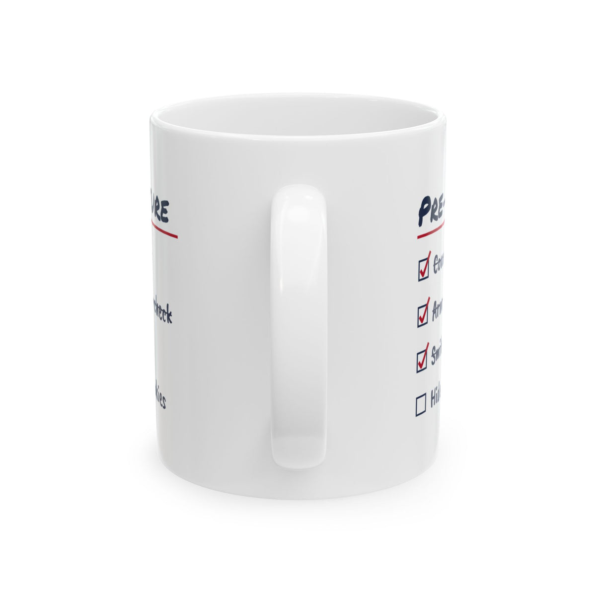 Funny Flight Attendant Coffee Mug Pre-Departure Checklist Crew Cookies