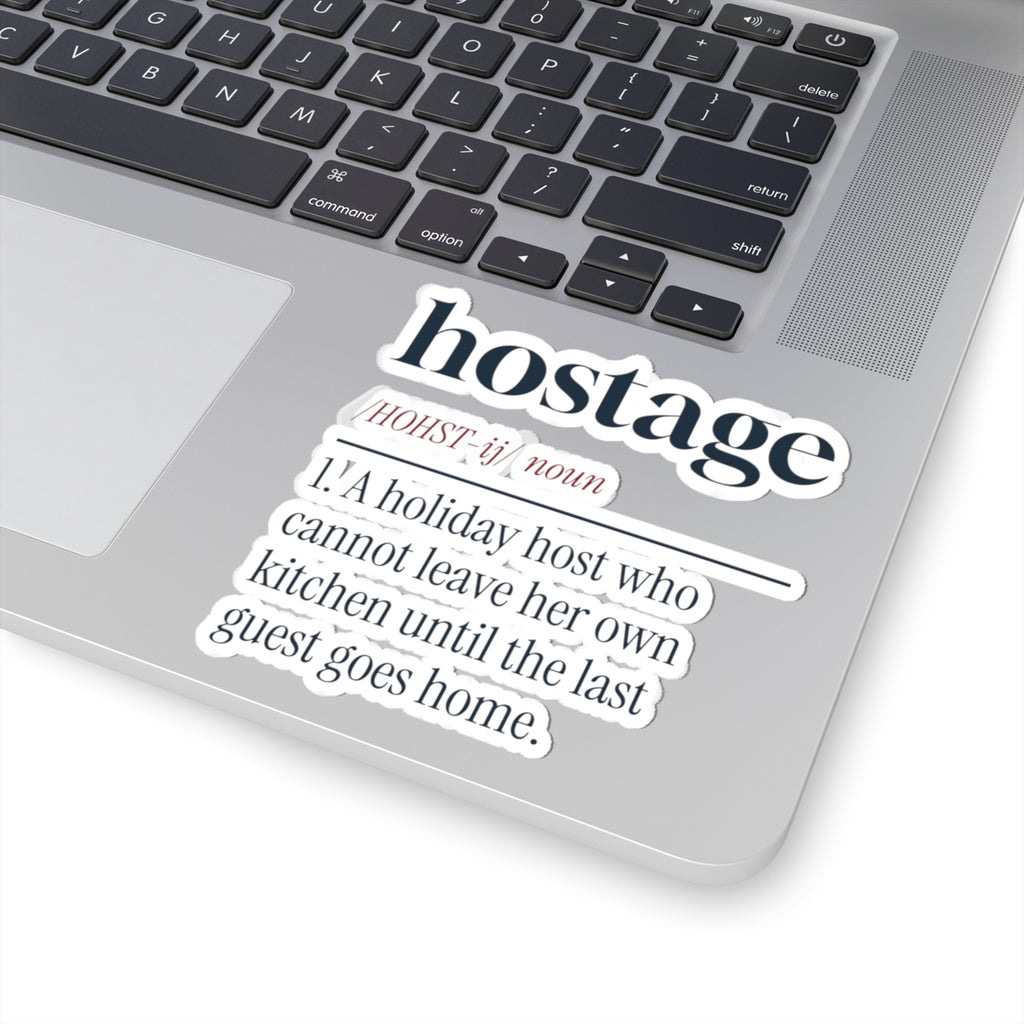 Funny Christmas Sticker For Host Hostage Dictionary Definition