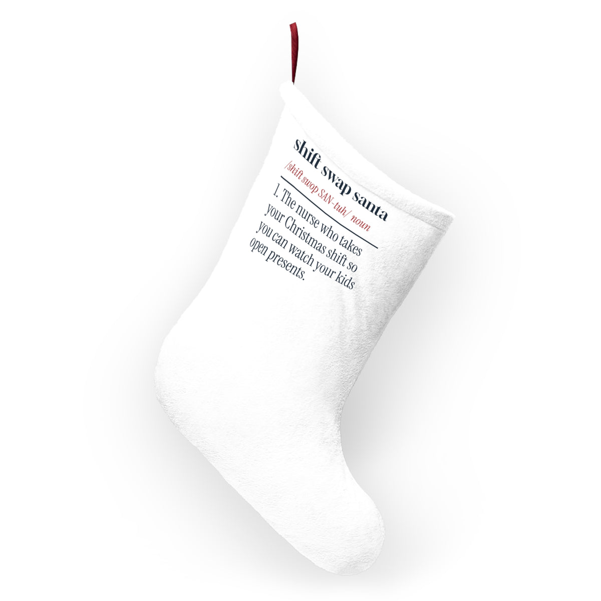 Funny Christmas Nurse Christmas Stocking Shift Swap Santa Dictionary