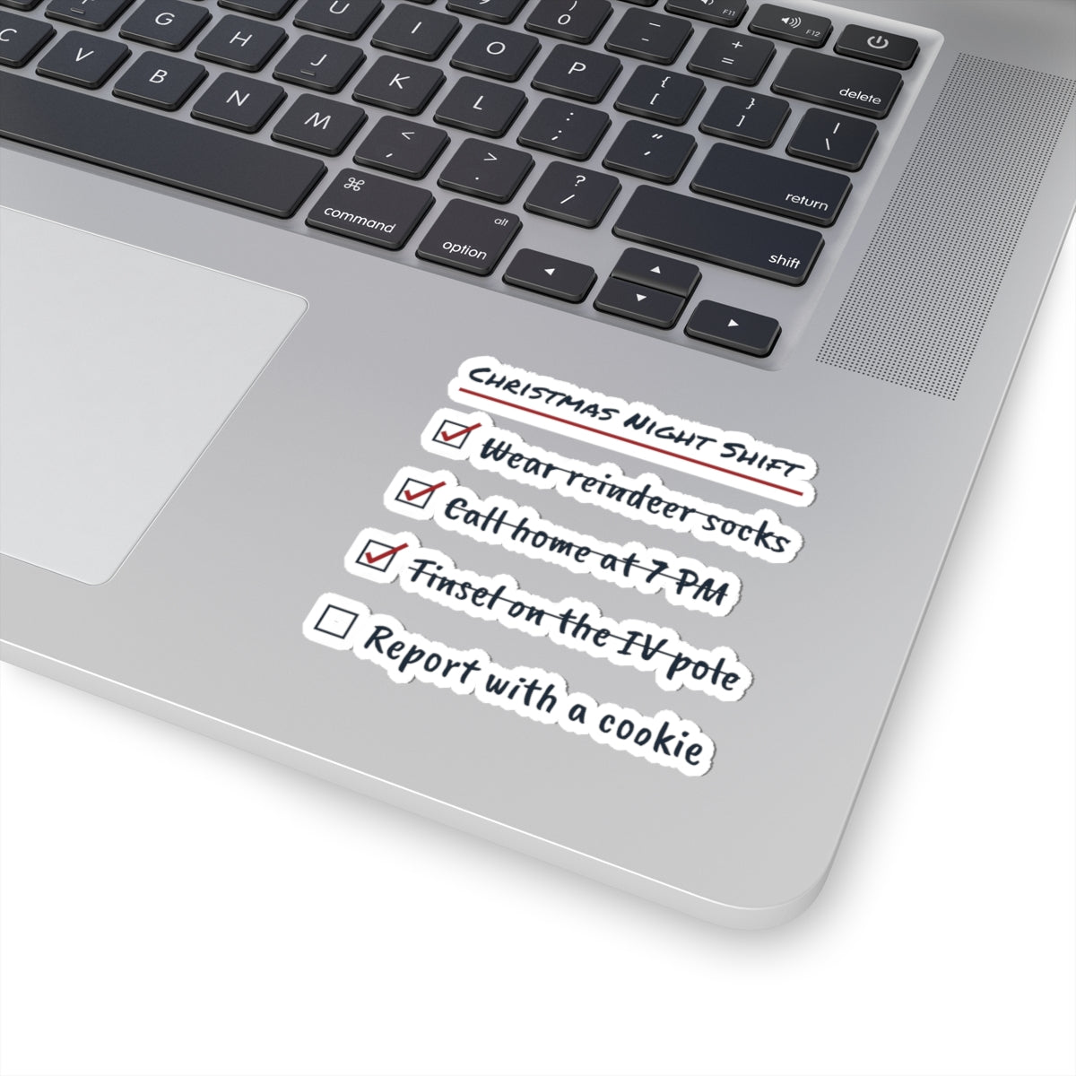 Funny Christmas Nurse Sticker Christmas Night Shift Checklist