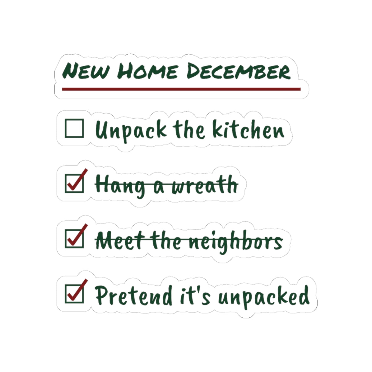 Funny Christmas Sticker New Home December Checklist For Homeowners