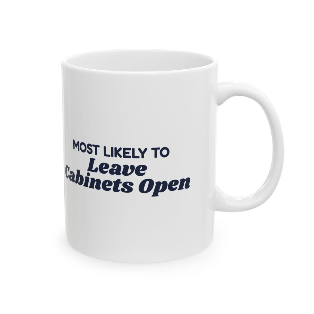 Funny Family Christmas Coffee Mug Most Likely To Leave Cabinets Open