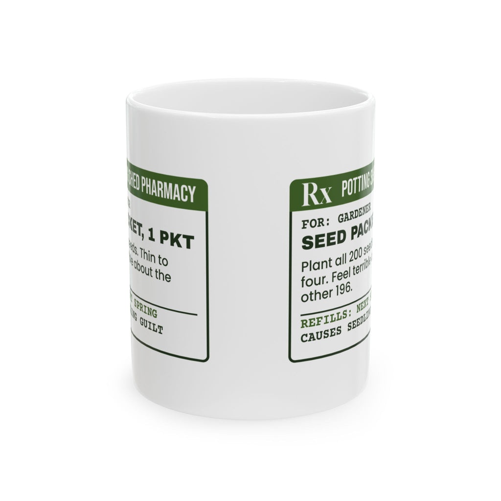 Funny Gardening Coffee Mug Seed Packet Prescription Label For Gardeners