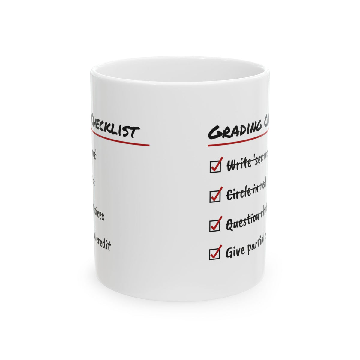 Math Teacher Coffee Mug Grading Checklist Give Partial Credit