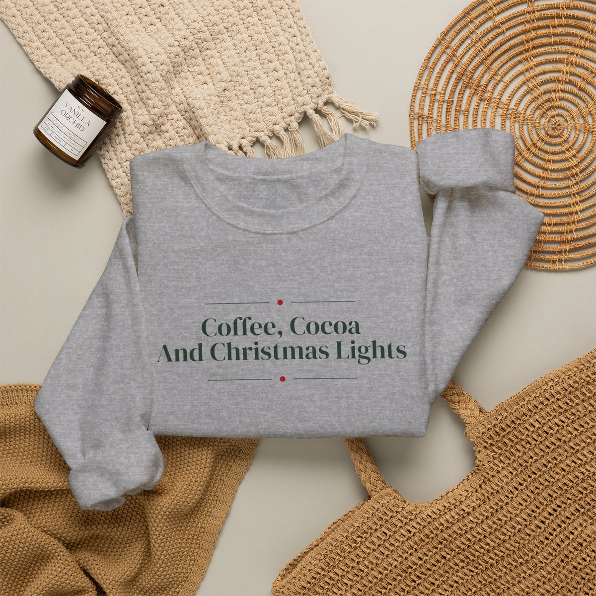 Christmas Sweatshirt Coffee Cocoa And Christmas Lights Cozy Mug