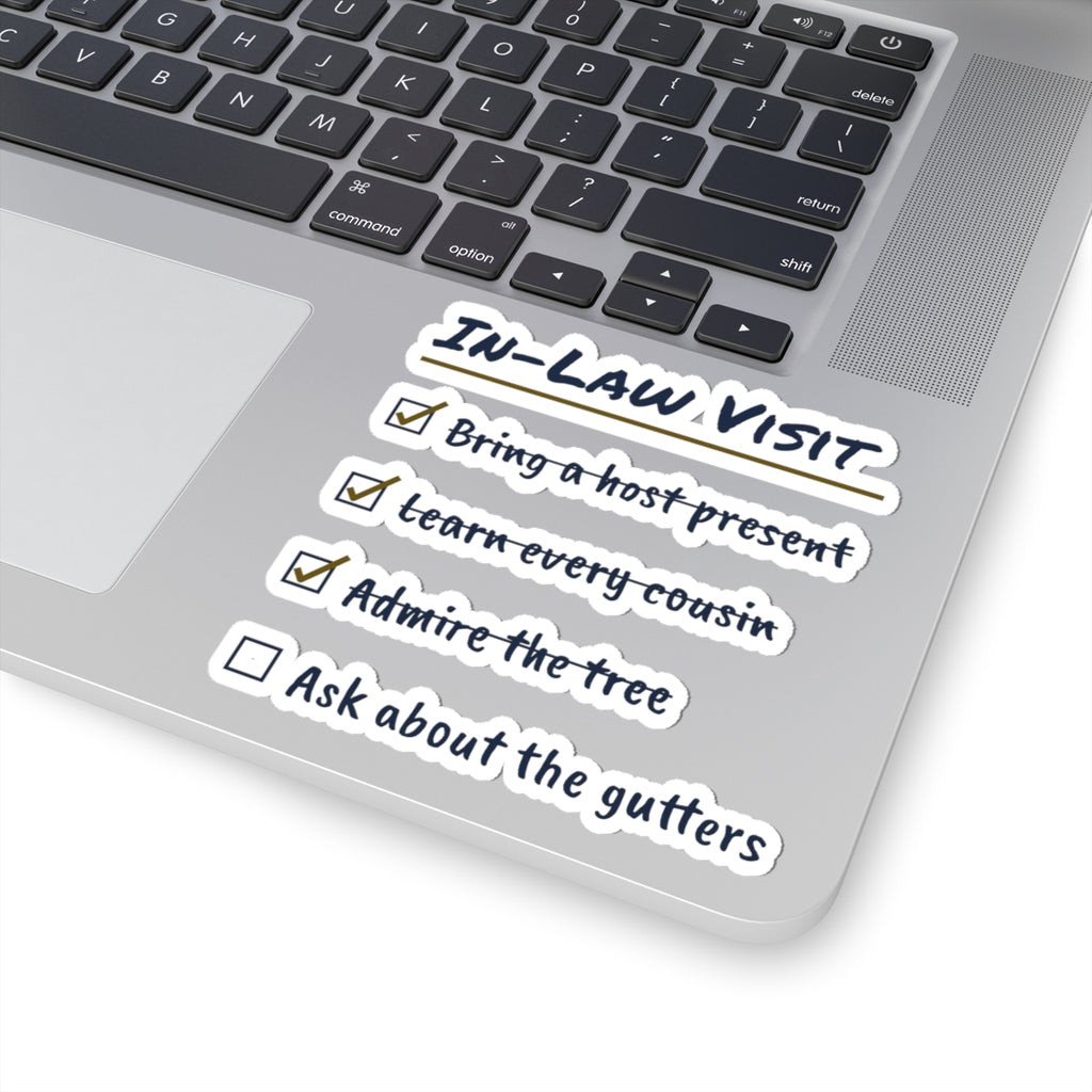 Funny Christmas Sticker In-Law Visit Checklist Ask About The Gutters