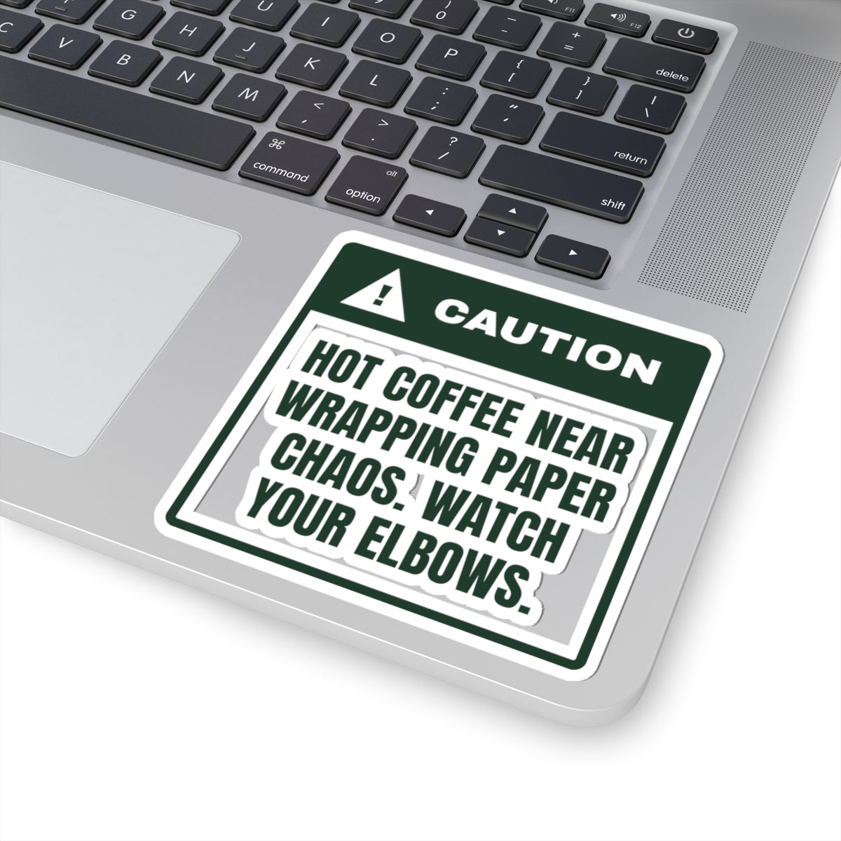 Funny Christmas Morning Sticker Hot Coffee Caution Label