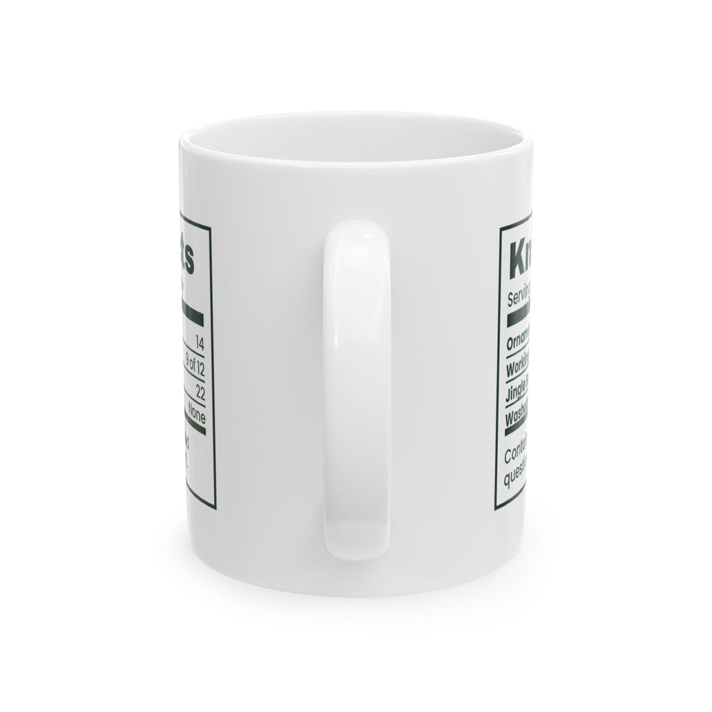 Funny Christmas Coffee Mug Knit Facts Ugly Sweater Nutrition Label