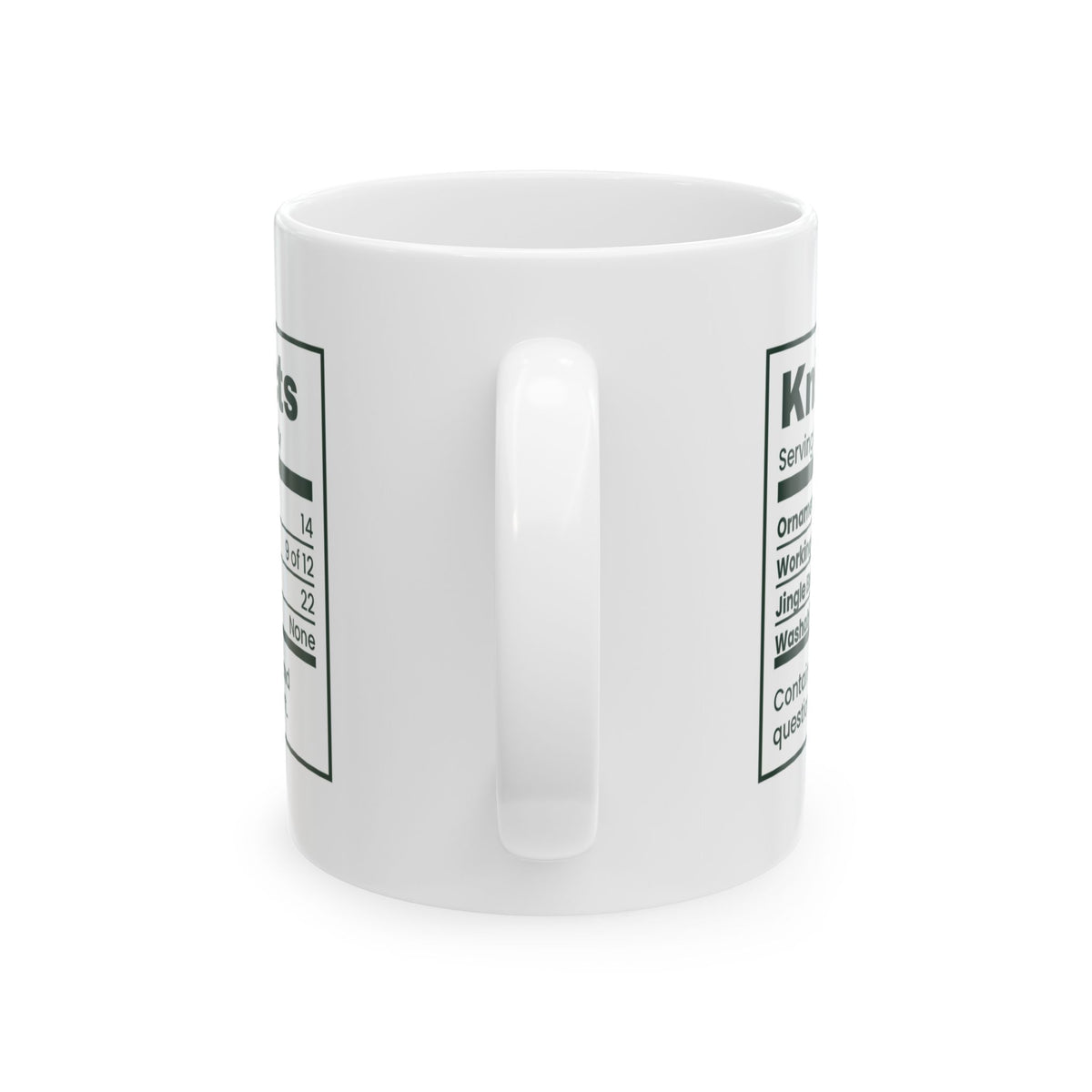 Funny Christmas Coffee Mug Knit Facts Ugly Sweater Nutrition Label
