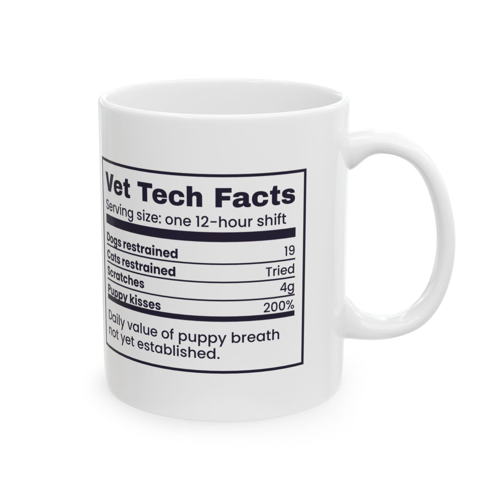 Funny Vet Tech Mug Vet Tech Facts Cats Restrained Tried Nutrition Label