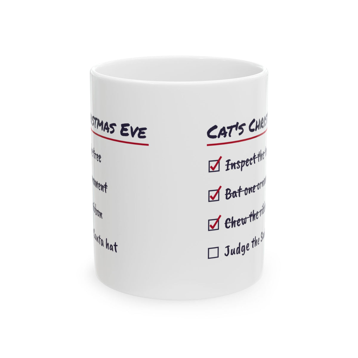 Funny Christmas Cat Coffee Mug Cat's Christmas Eve Checklist