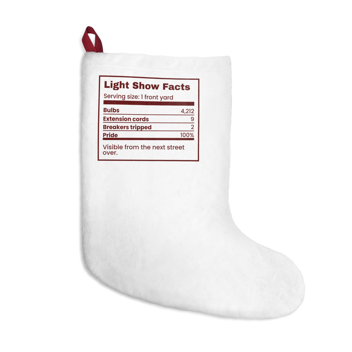 Funny Christmas Dad Christmas Stocking Light Show Facts Nutrition Label