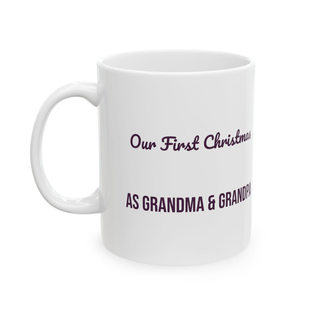Our First Christmas As Grandma And Grandpa Coffee Mug 2026