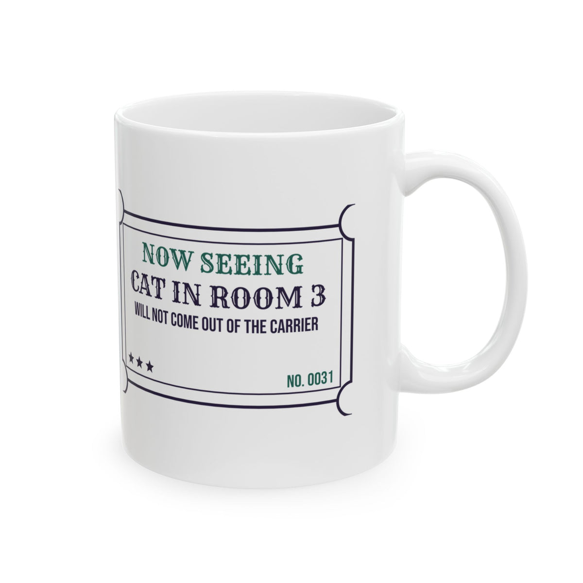 Funny Veterinarian Coffee Mug Cat Will Not Leave The Carrier Ticket