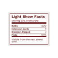 Funny Christmas Dad Sticker Light Show Facts Nutrition Label