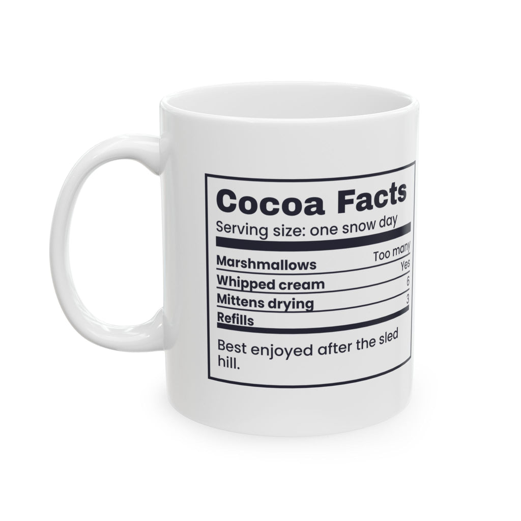Christmas Cocoa Coffee Mug Cocoa Facts Snow Day Nutrition Label Hot