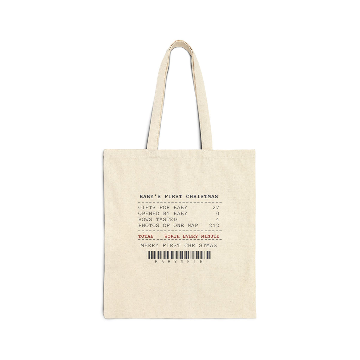 Funny Christmas Tote Bag Baby's First Christmas Receipt For Parents