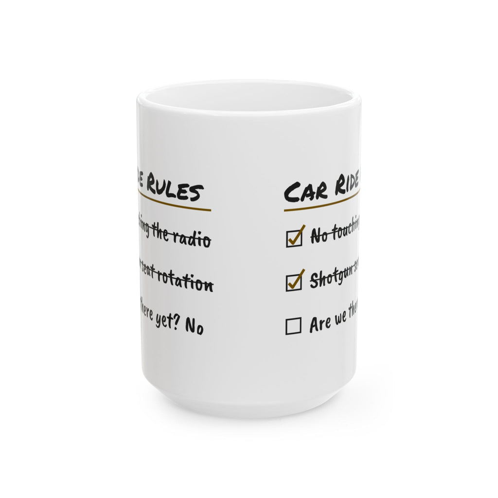 Funny Dad Coffee Mug Car Ride Rules For Dad Kids
