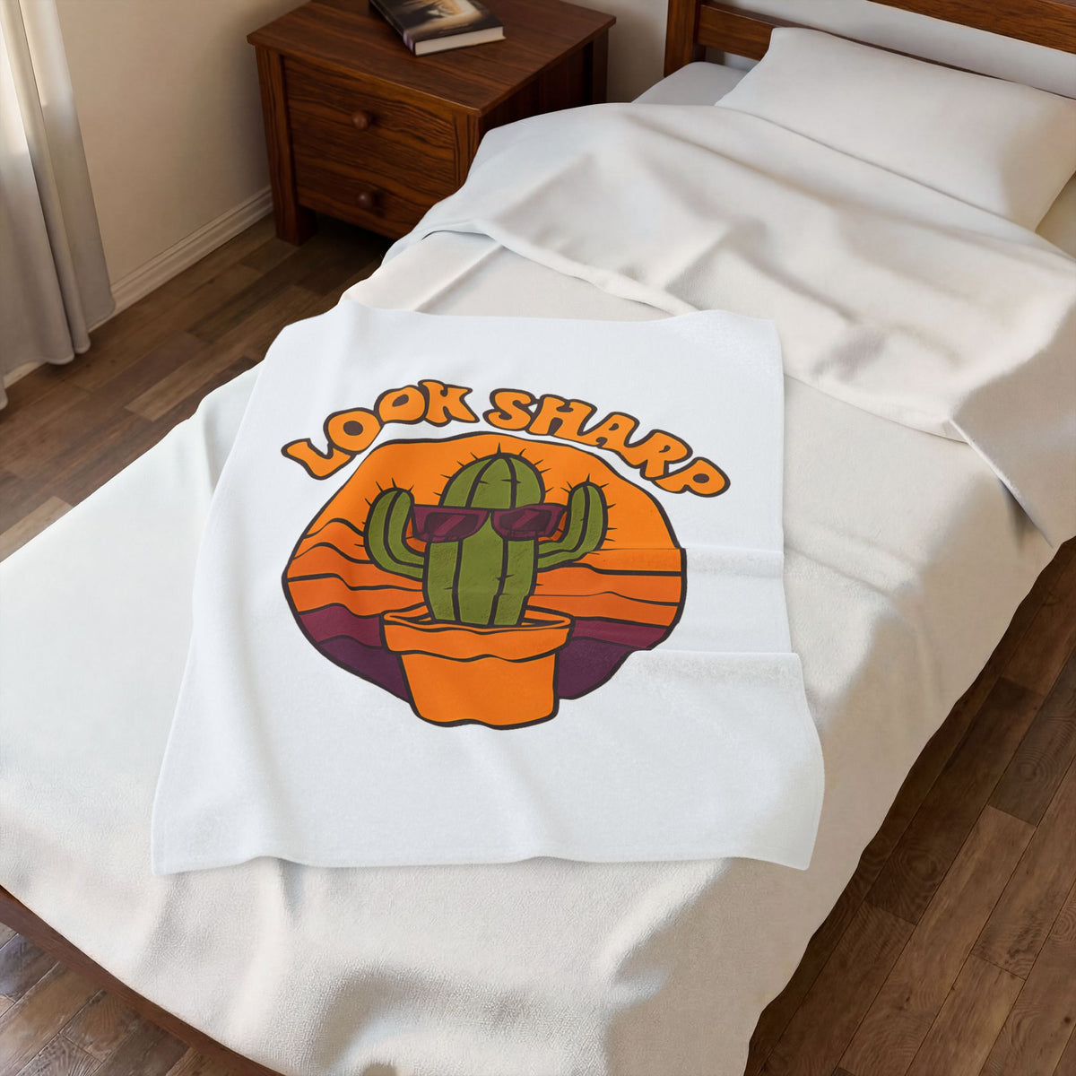 Look Sharp Funny Retro Cactus Plant Lover Throw Blanket