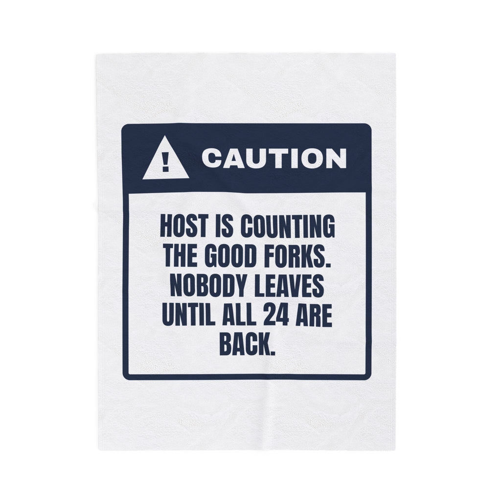 Funny Christmas Hostess Throw Blanket Counting The Good Forks Warning