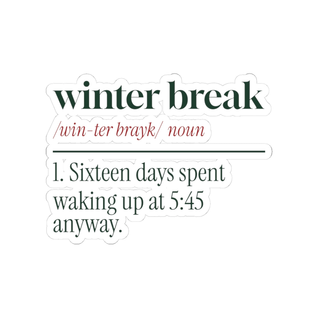 Funny Christmas Teacher Sticker Winter Break Dictionary Definition
