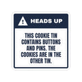 Funny Christmas Sticker Cookie Tin Buttons And Pins Inside