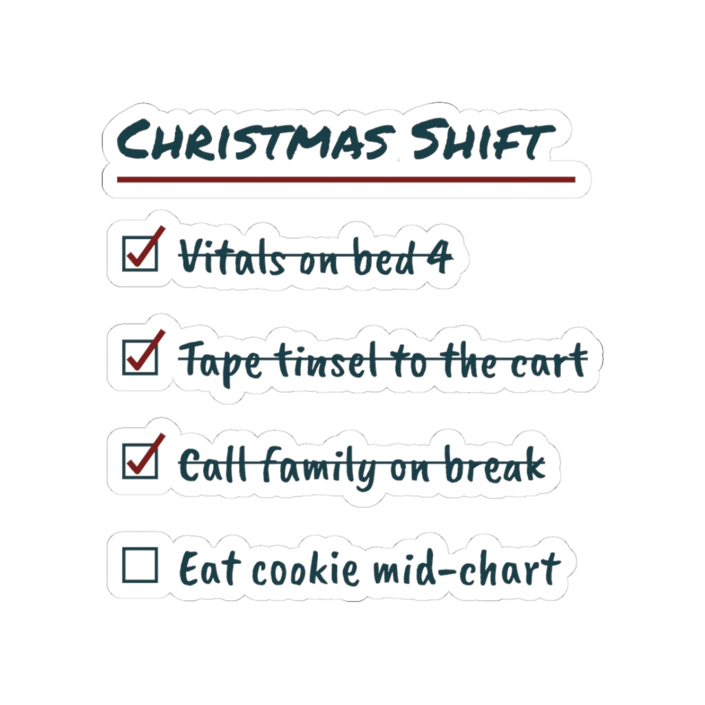 Funny Nurse Christmas Sticker Christmas Shift Checklist For Nurses