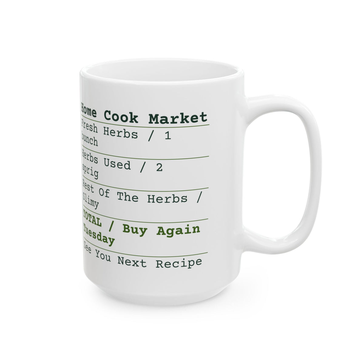 Funny Cooking Coffee Mug Rest Of The Herbs Receipt For Home Cooks
